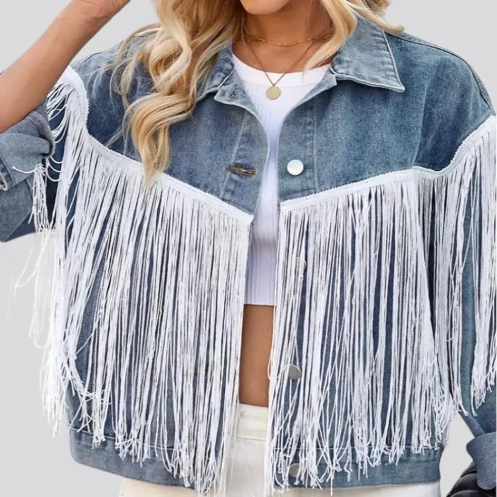 Fringe jean jacket
 for women