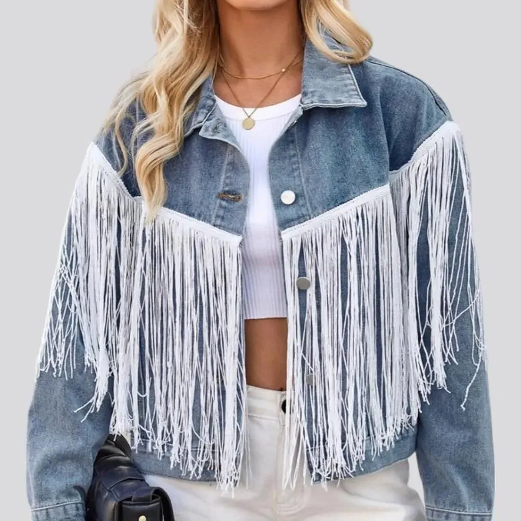 Fringe jean jacket
 for women