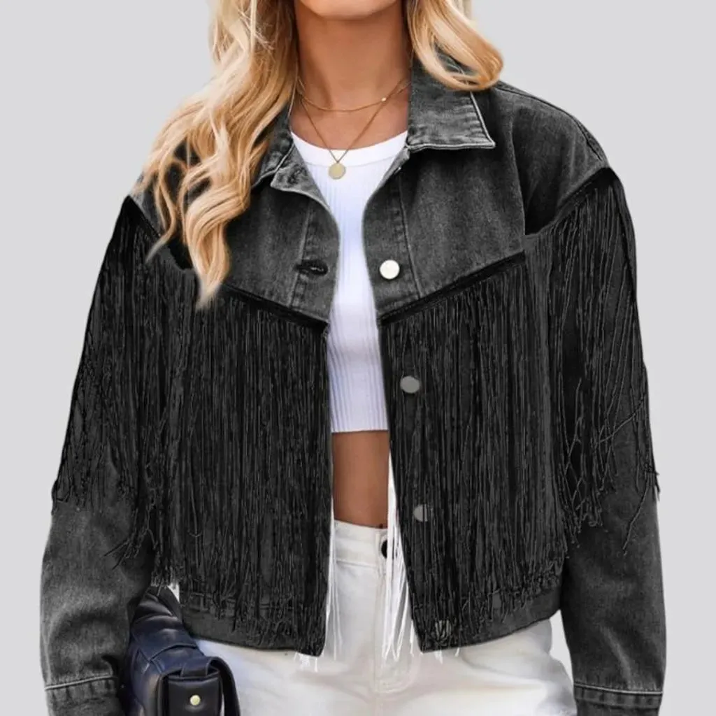 Fringe jean jacket
 for women