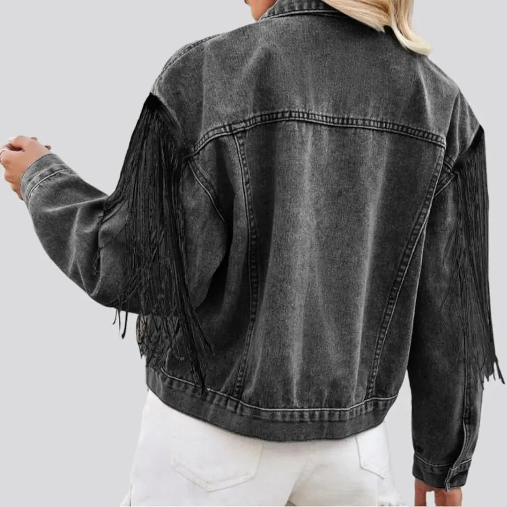 Fringe jean jacket
 for women