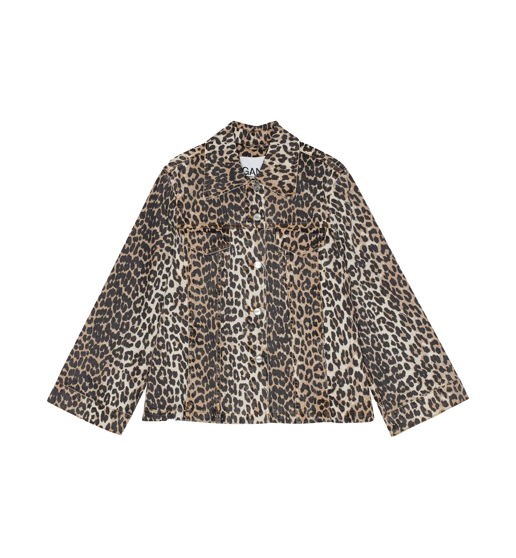 GANNI Leopard Denim Jacket