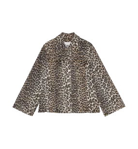 GANNI Leopard Denim Jacket