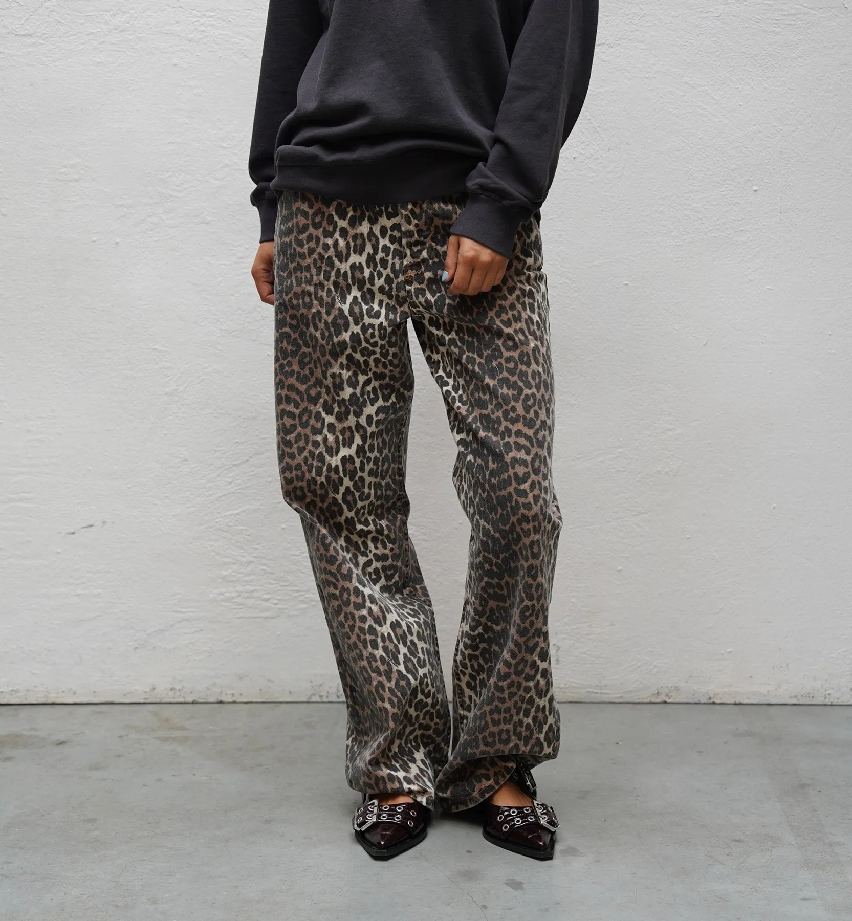 GANNI Leopard Izey Denim Jeans