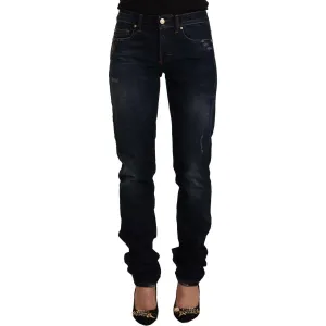 GF Ferre Chic Mid-Waist Skinny Jeans in Dark Blue Wash