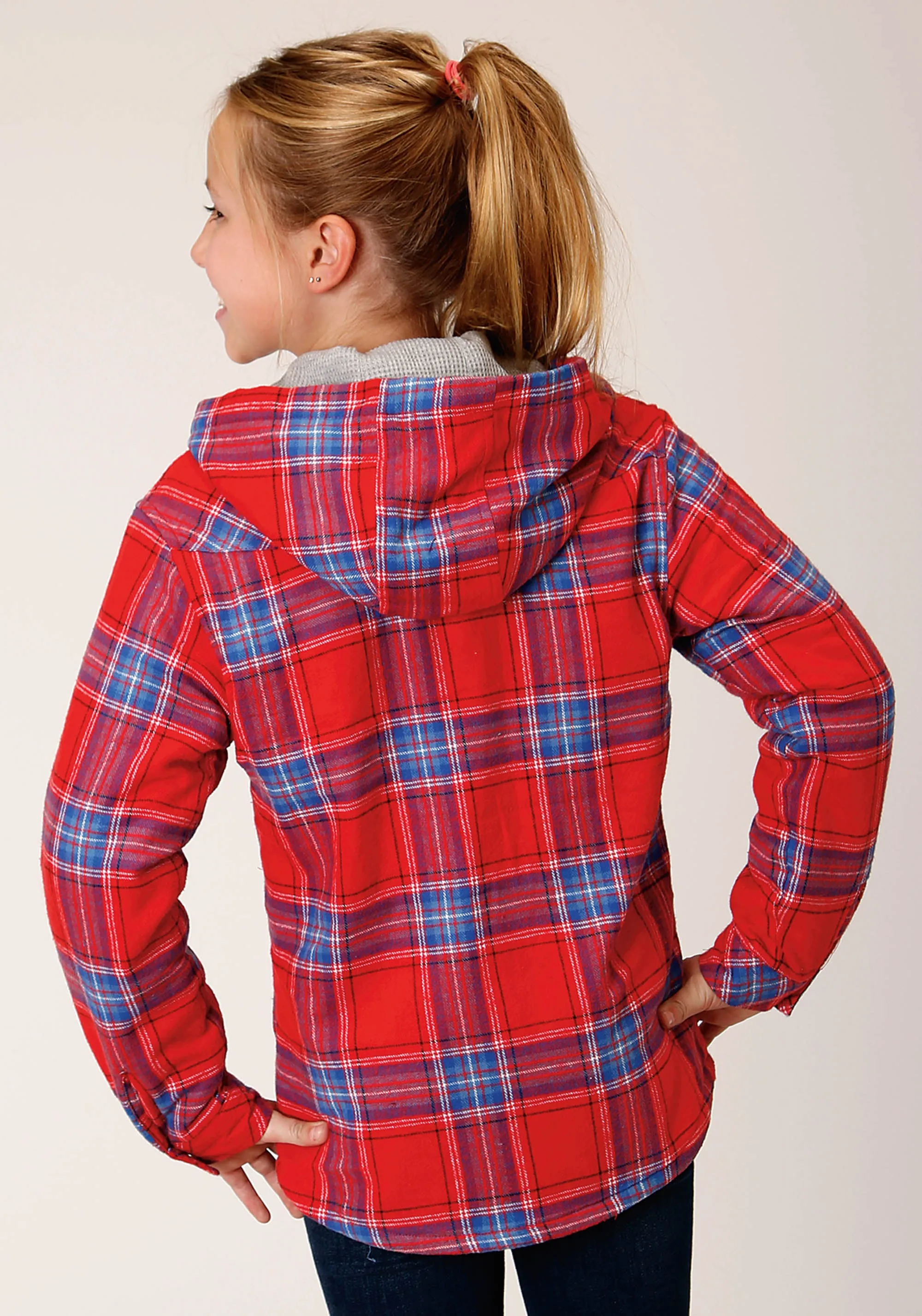 GIRLS LONG SLEEVE SNAP THERMAL LINED FLANNEL SHIRT JACKET