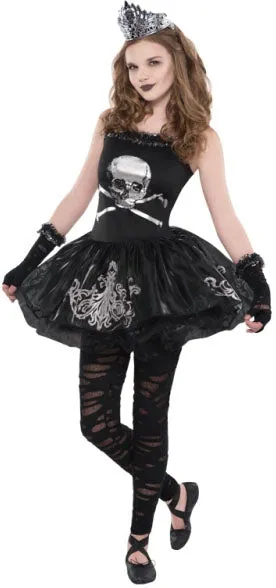 Girls Zombie Ballerina Halloween Fancy Dress Costume