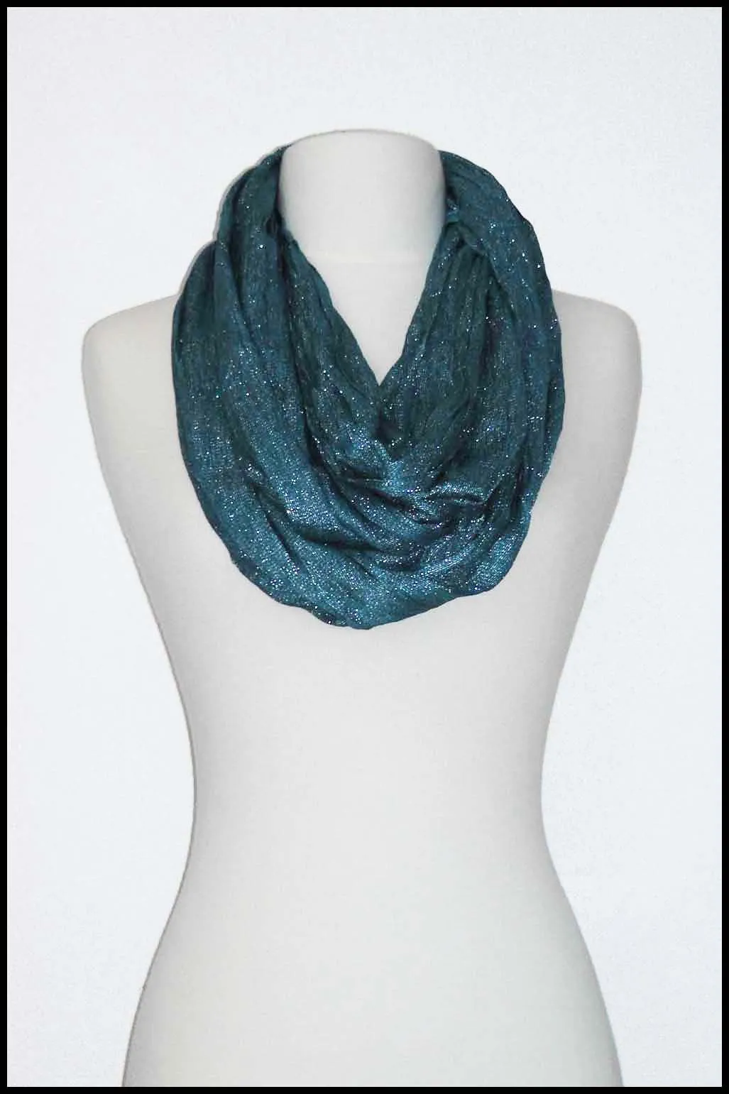 Glittery Metallic Crinkle Infinity Scarf