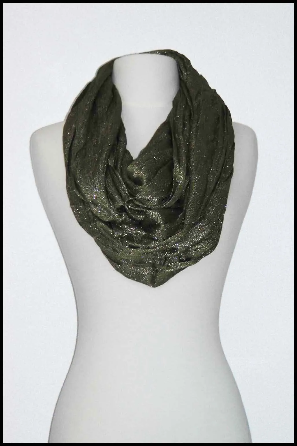 Glittery Metallic Crinkle Infinity Scarf