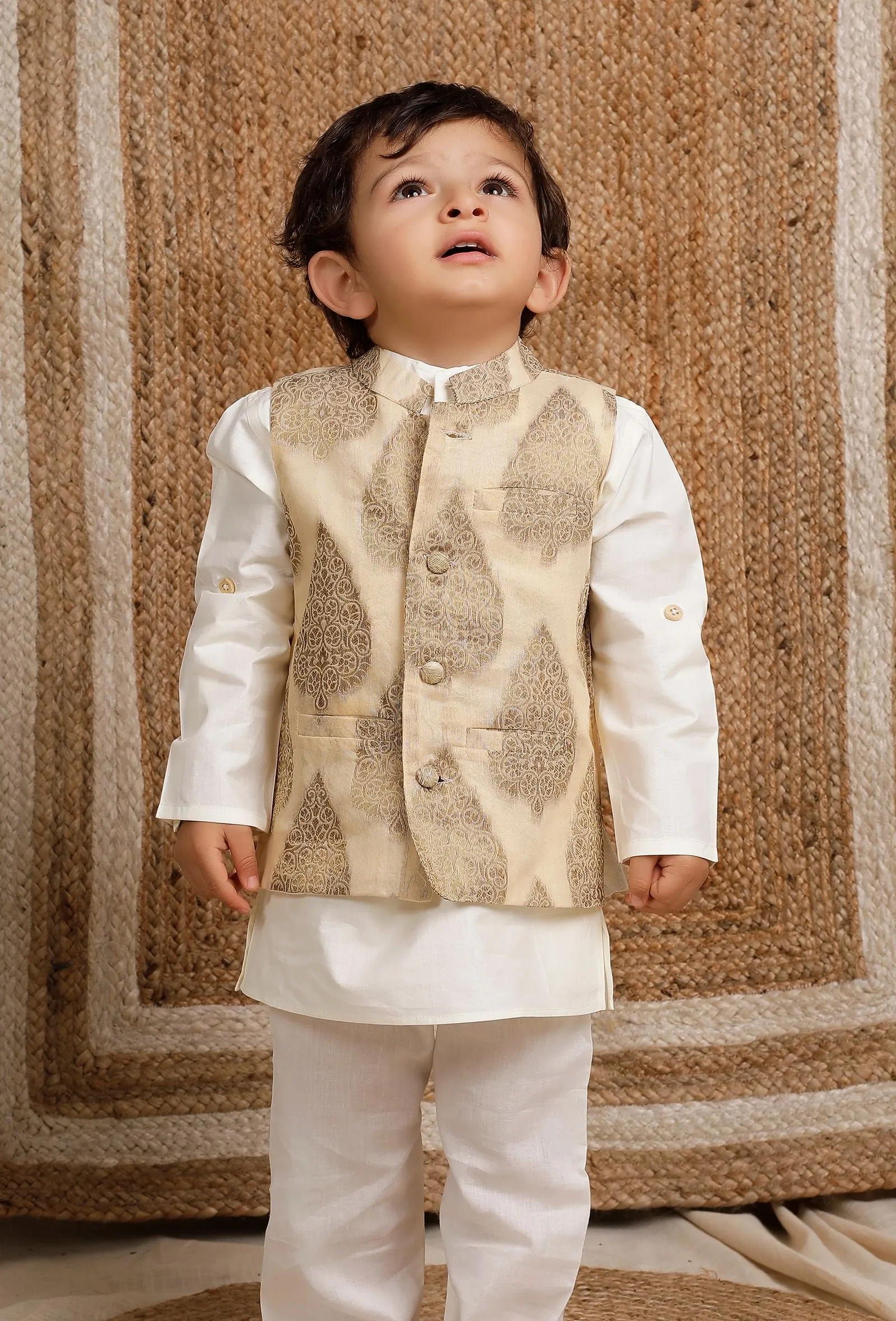 Golden Brocade Nehru Jacket