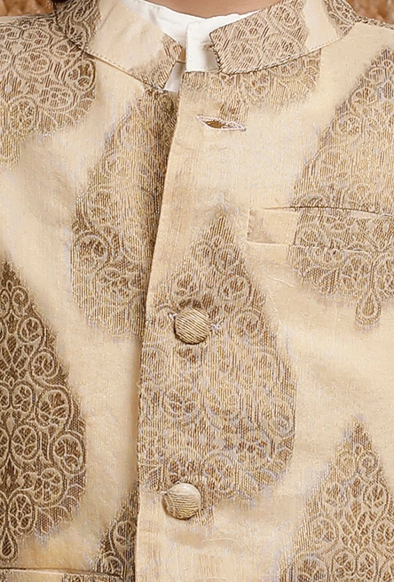 Golden Brocade Nehru Jacket