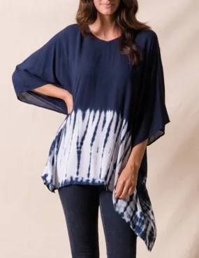 Handmade Bali Poncho - Indigo Wave