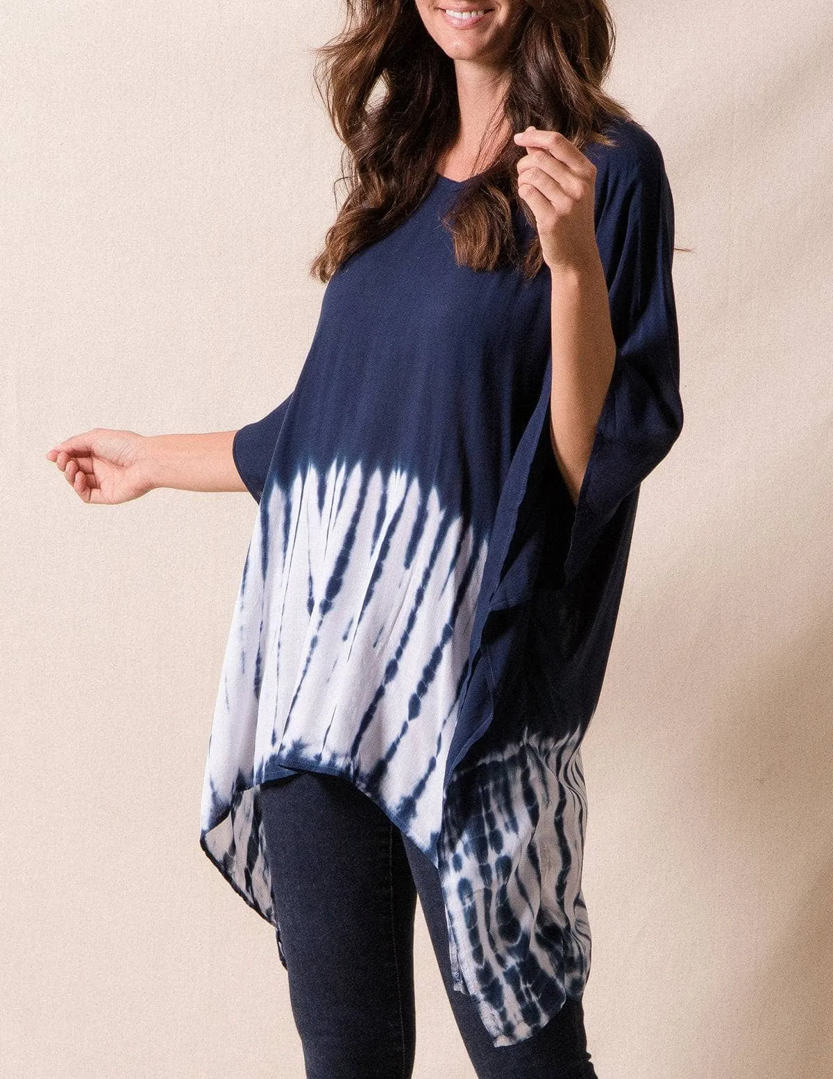 Handmade Bali Poncho - Indigo Wave