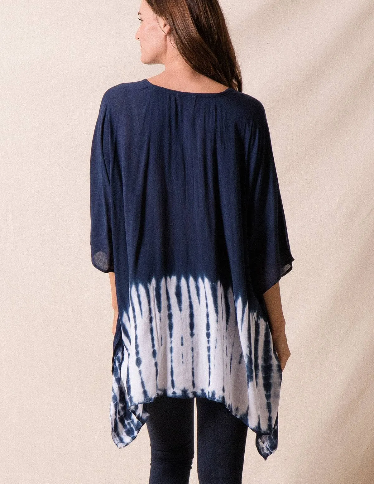 Handmade Bali Poncho - Indigo Wave