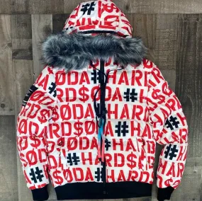 Hard Soda- worded bubble jacket (white)