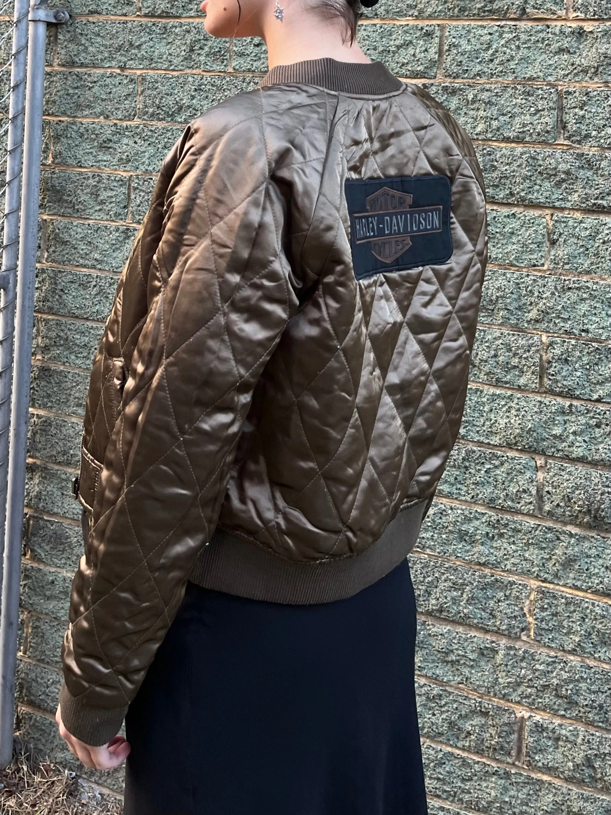 Harley Davidson Satin Reversible Bomber Jacket