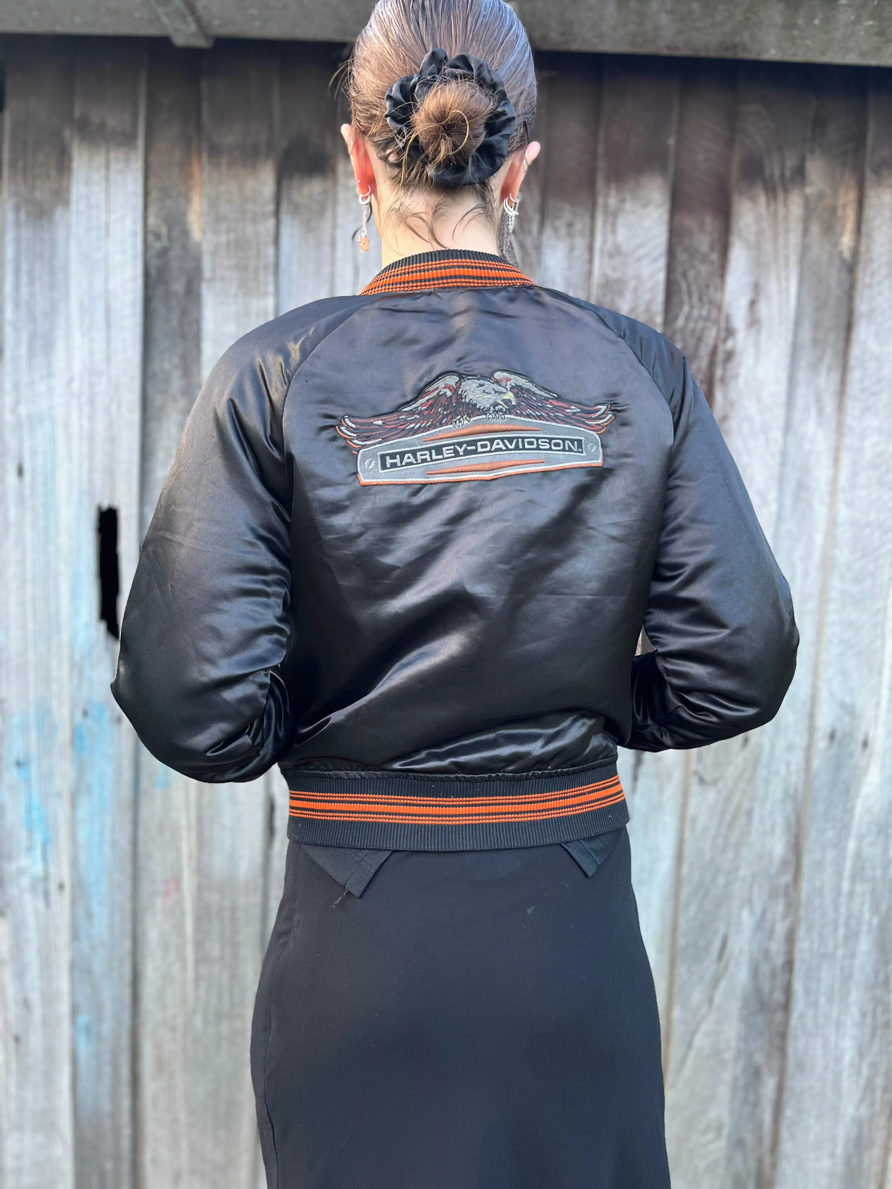 Harley Davidson Satin Reversible Bomber Jacket