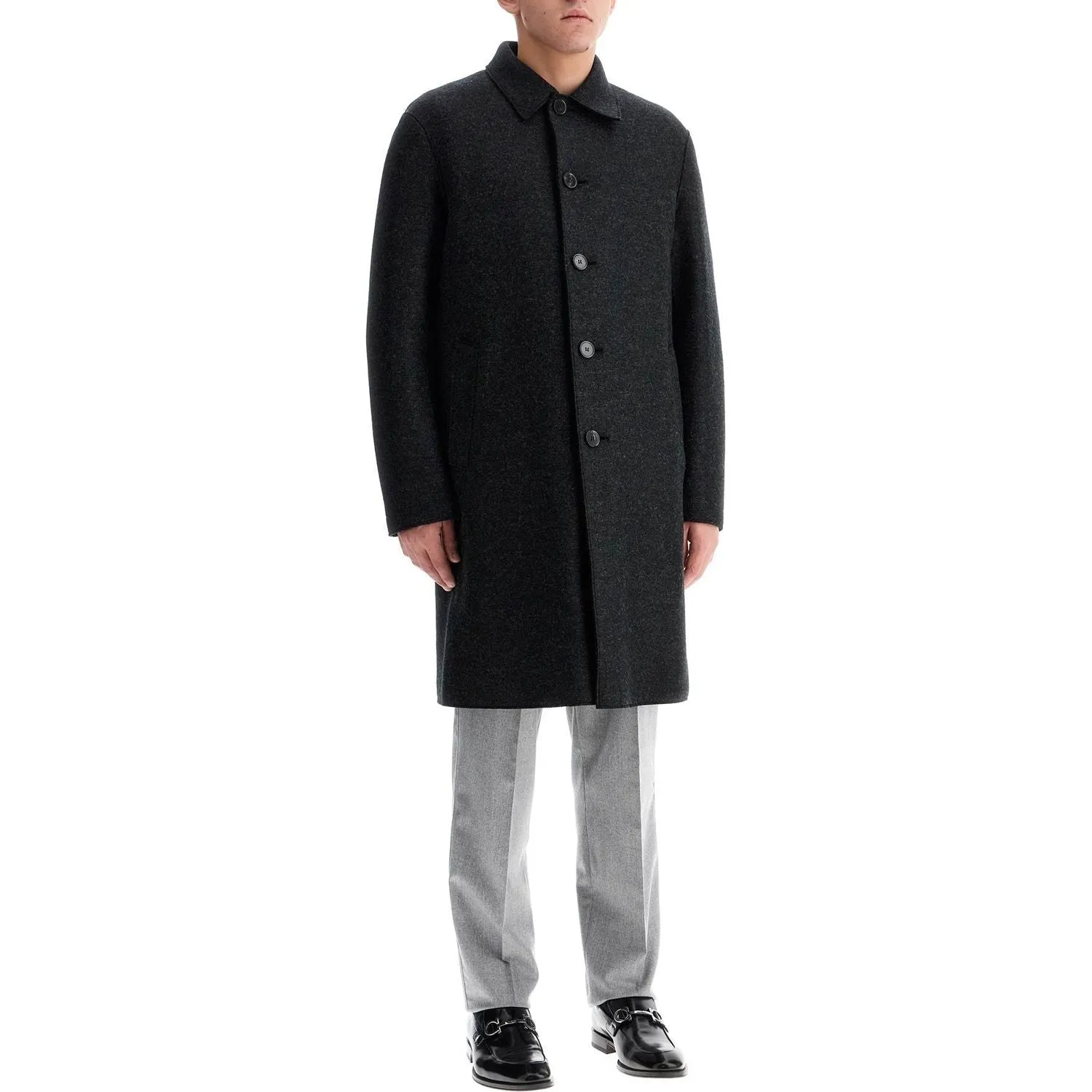 Harris Wharf London single-breasted pressed wool coat