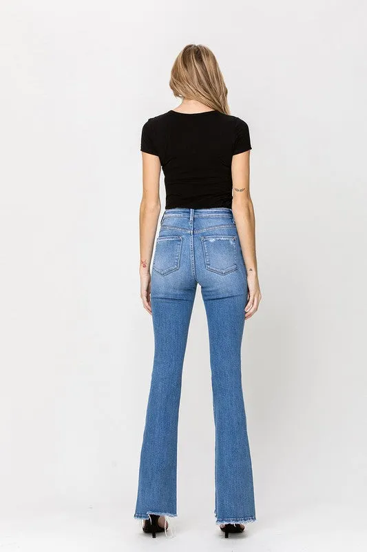 High Rise Flare W/Flare Detail Jeans