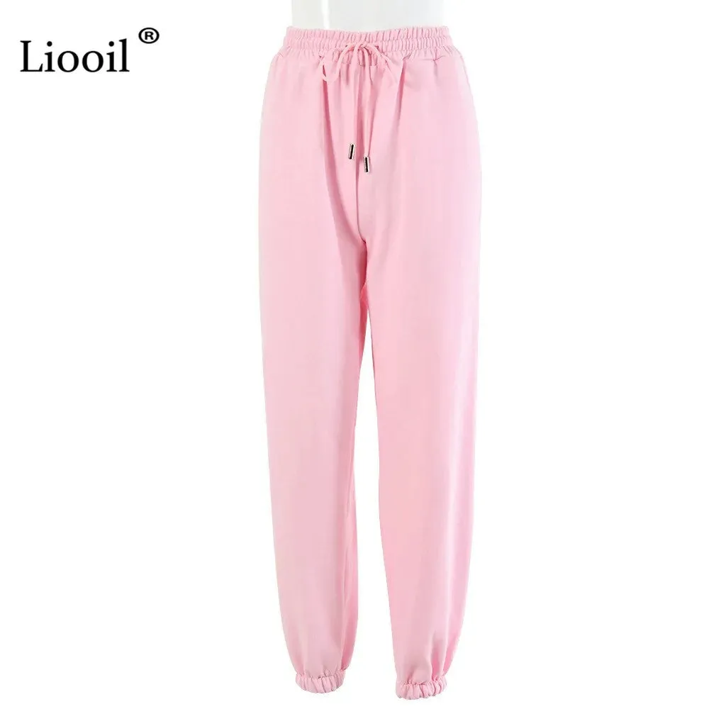 High Waist Loose Fleece Sweatpants Trousers With Pocket