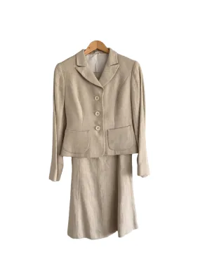 Hobbs Linen and Cotton Mix Summer Skirt and Jacket Suit Cream Size 10