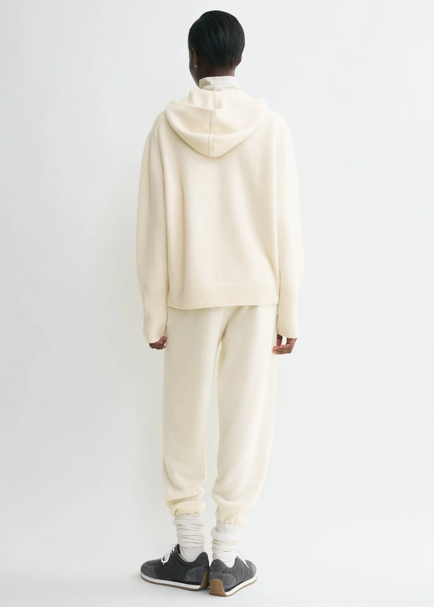 Hooded cashmere sweatshirt winter white