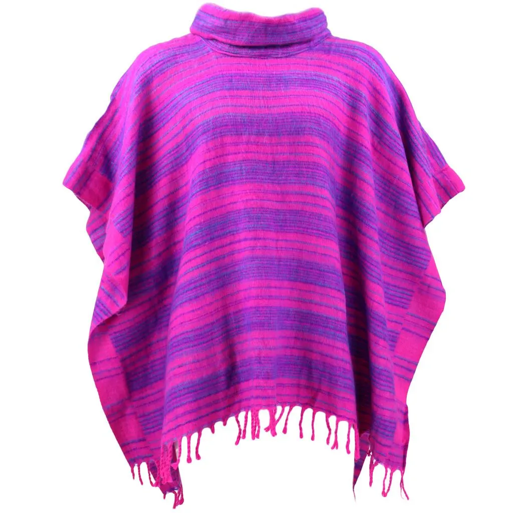 Hooded Square Poncho - Pink