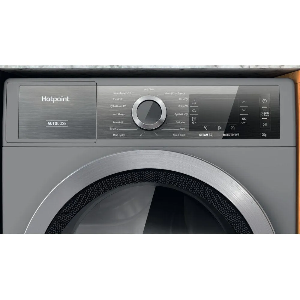 Hotpoint H8W046SBUK 10Kg Freestanding Washing Machine with 1400 Rpm, 59.9cm Wide - Silver