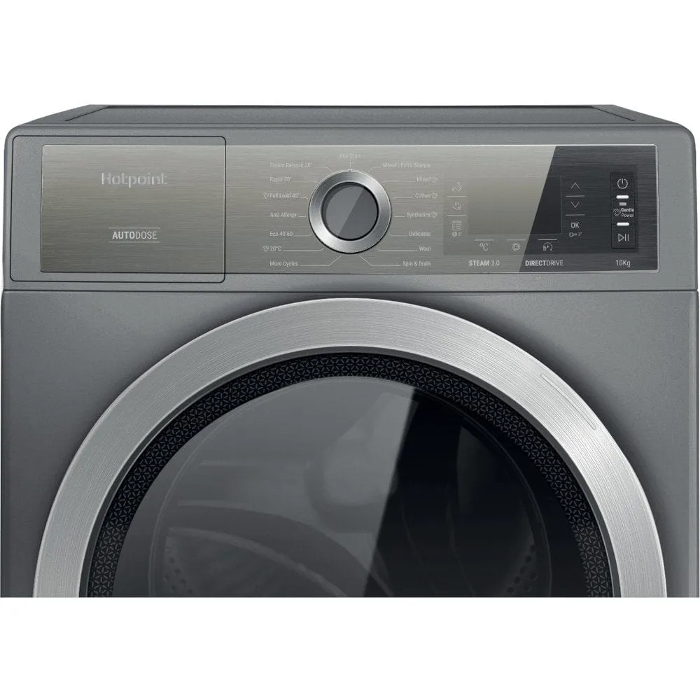 Hotpoint H8W046SBUK 10Kg Freestanding Washing Machine with 1400 Rpm, 59.9cm Wide - Silver