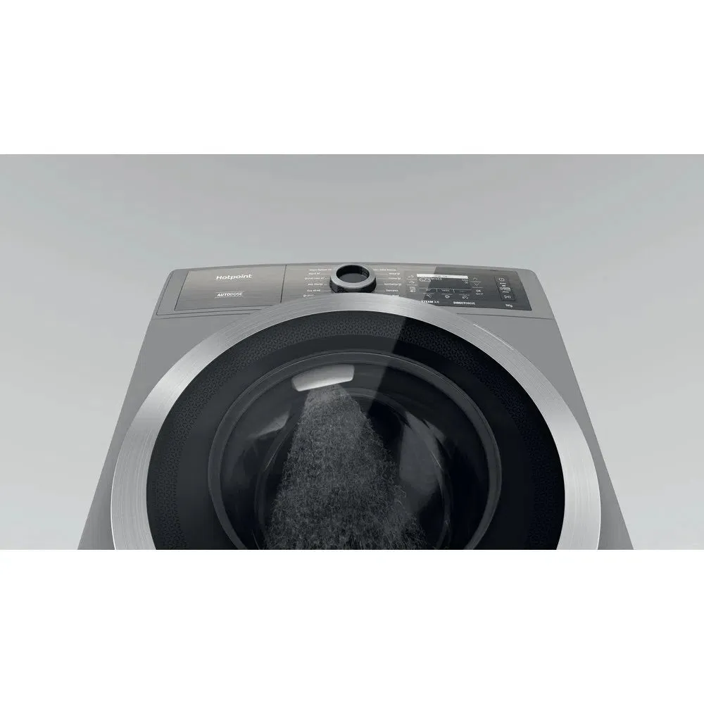 Hotpoint H8W946SBUK 9Kg Freestanding Washing Machine, 1400 rpm, 59.9cm Wide - Silver