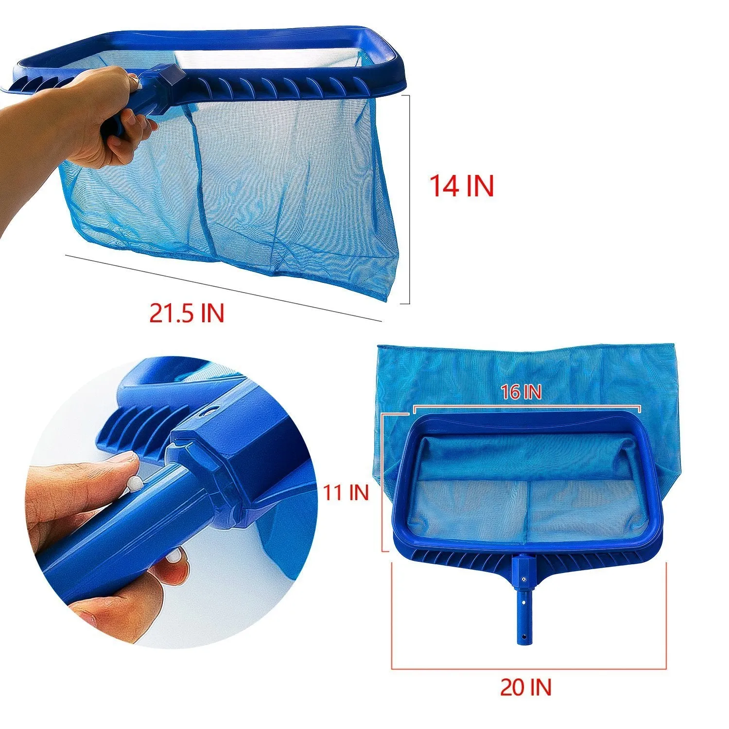 iGoods [ENLARGED and STRONGERED] Swimming Pool Net, Pond Skimmer Net W/ Nice Deep Bag, Heavy Duty Swim Pool Leaf Rake for Leaves Debris, Great Mesh Filter Saver Basket for Water Tank, Hot Tub,Aquarium