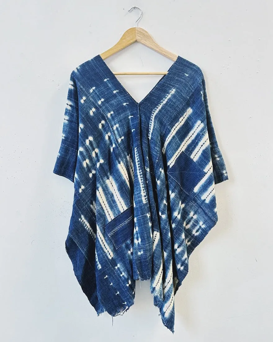 Indigo Shibori Poncho