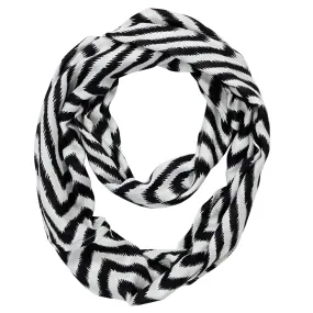 Infinity Neck Scarf Black and White Chevron