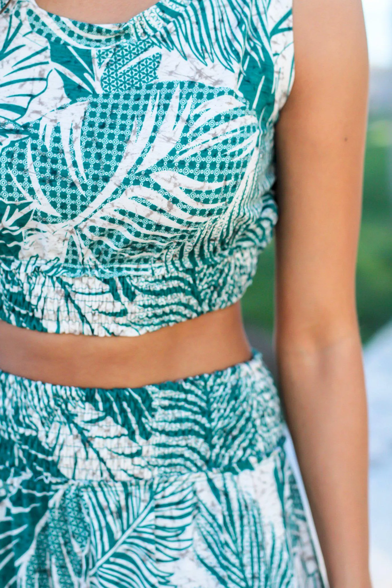 Jade Tropical Print Two Piece Set