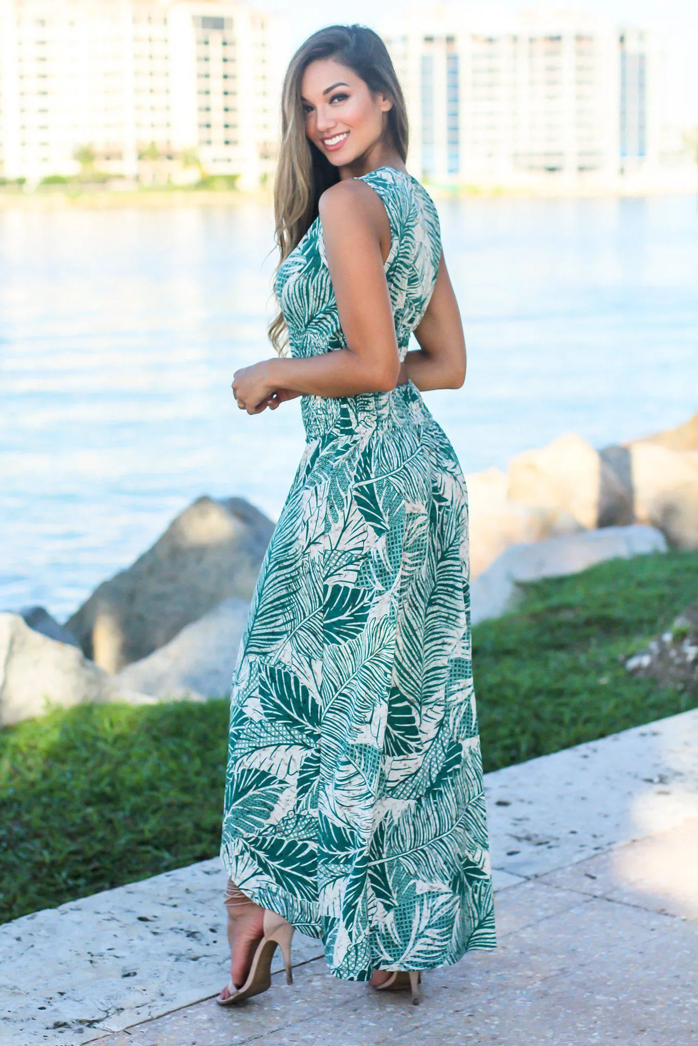 Jade Tropical Print Two Piece Set