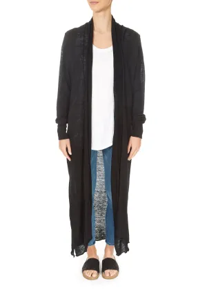 'Jess' Linen Black Maxi Cardigan