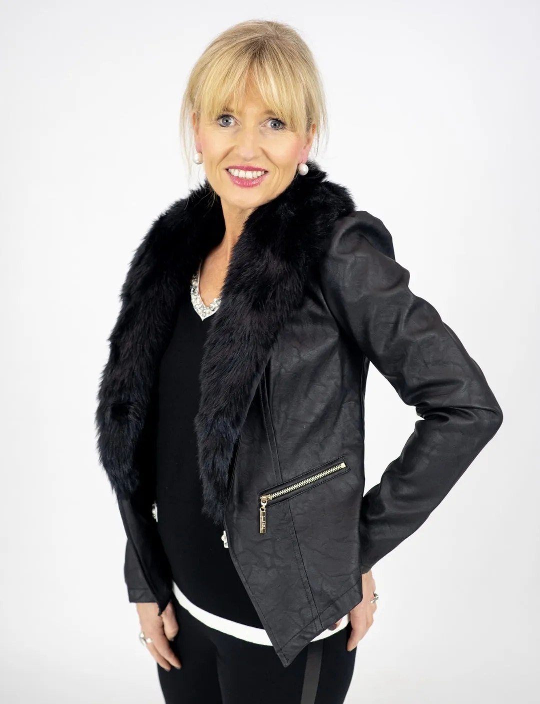 Joseph Ribkoff Faux Fur Jacket