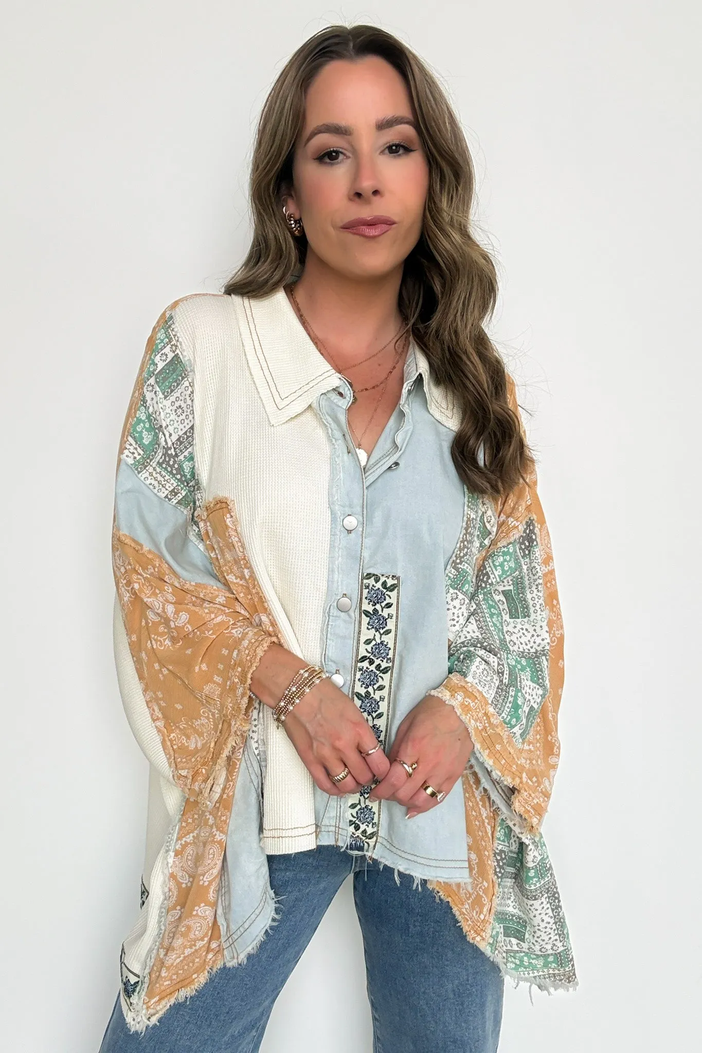 Joslyn Patchwork Contrast Denim Shirt