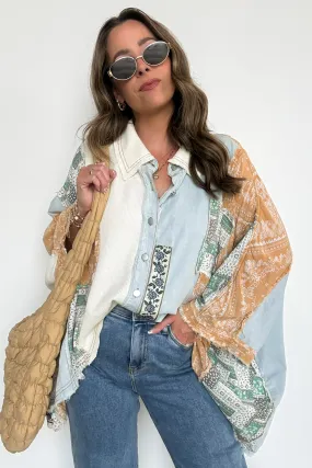 Joslyn Patchwork Contrast Denim Shirt