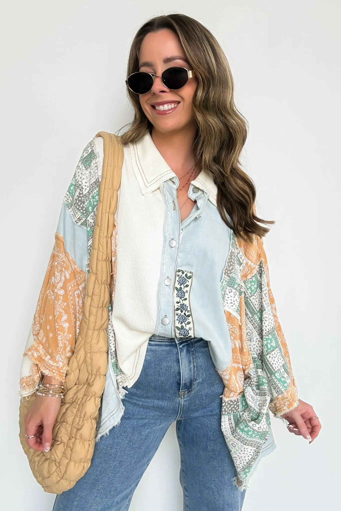 Joslyn Patchwork Contrast Denim Shirt