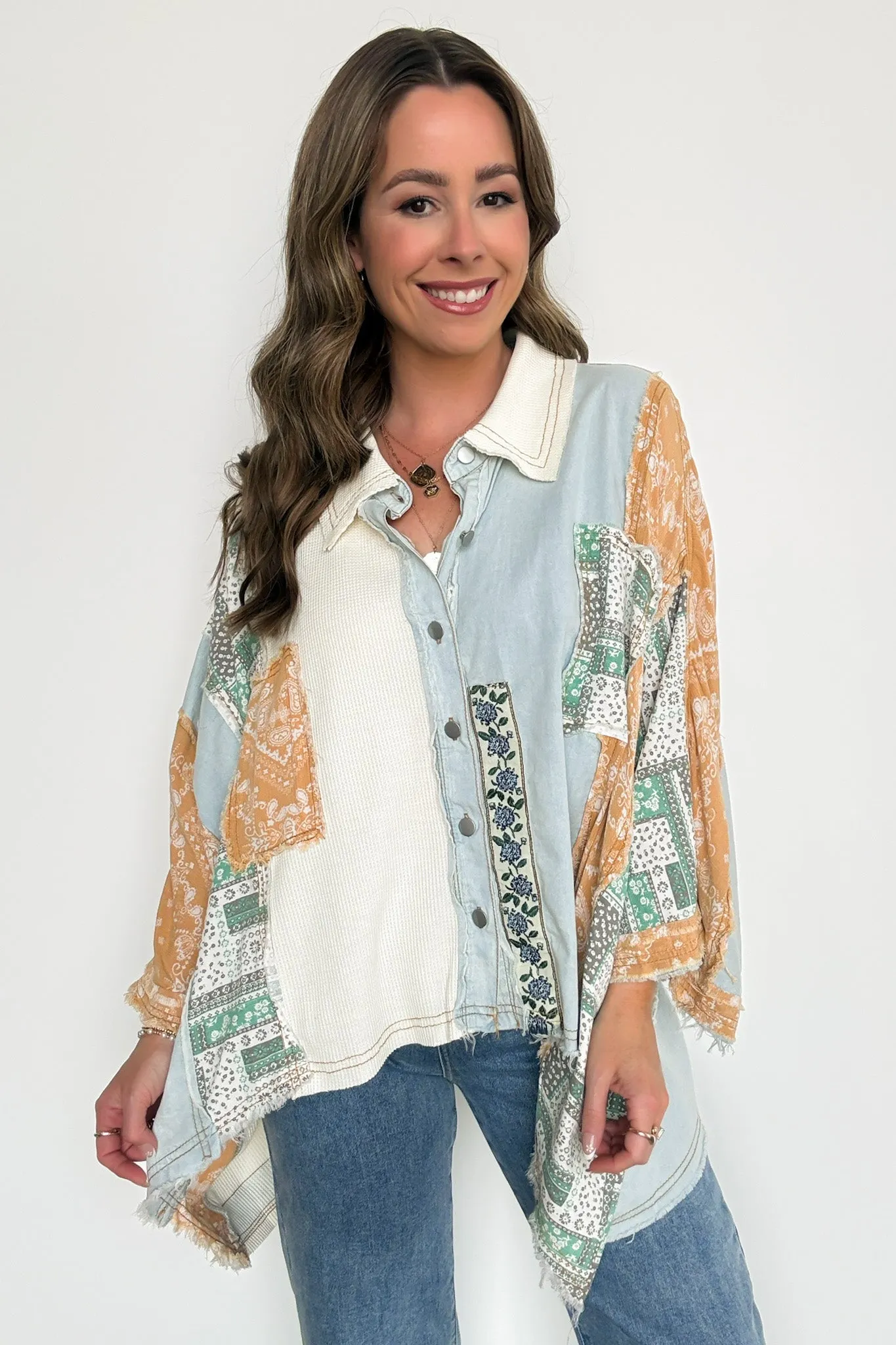 Joslyn Patchwork Contrast Denim Shirt