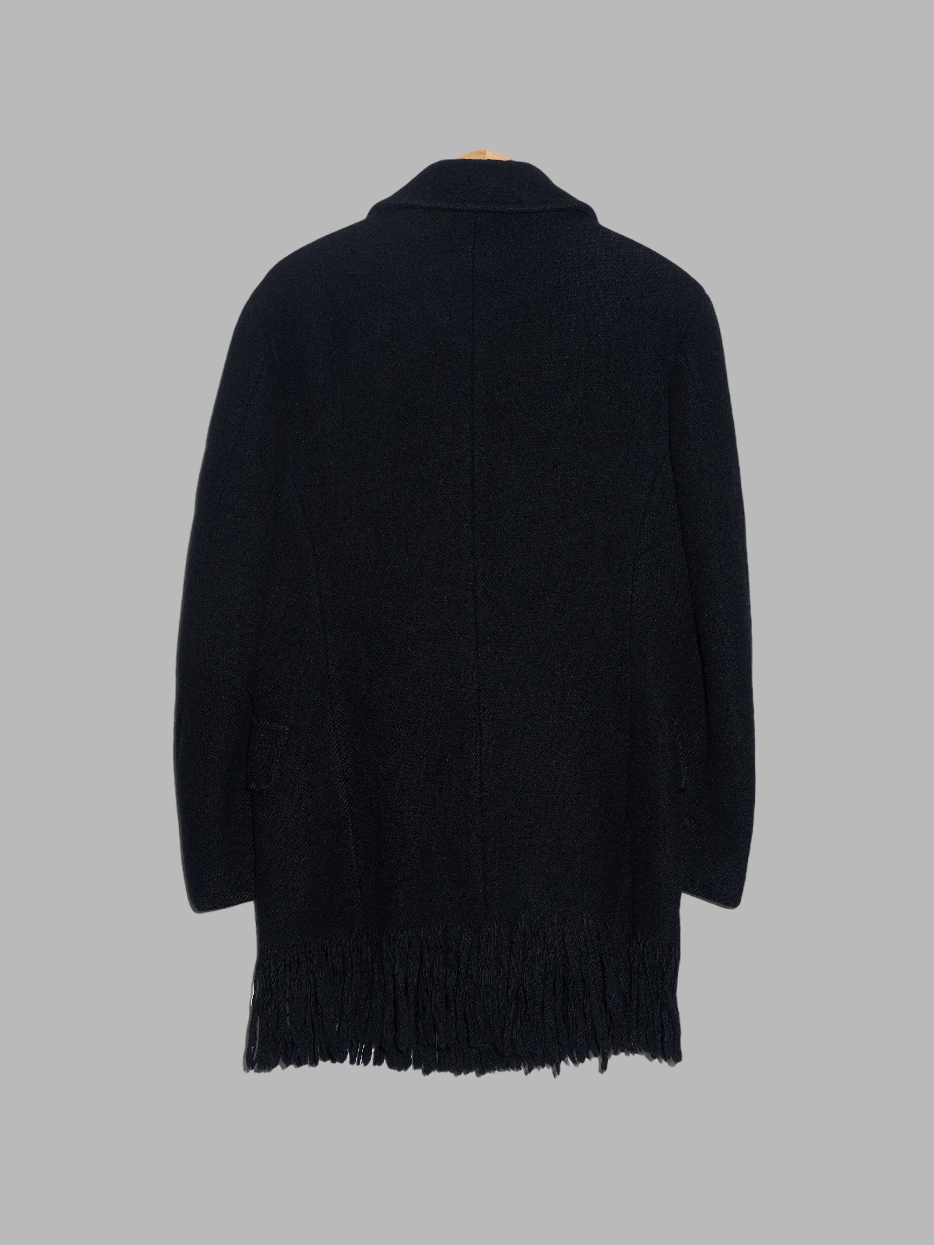 Junya Watanabe Comme des Garcons AW1992 black wool melton tassel hem peacoat