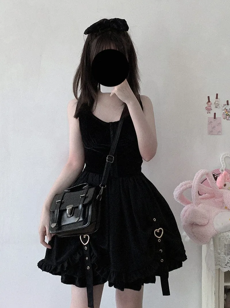 Kawaii Ruffle High Waist Heart Belt Skirt