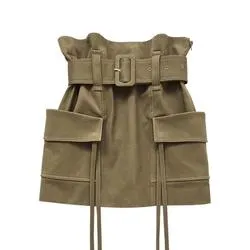 KHAKI MILITARY SKIRT