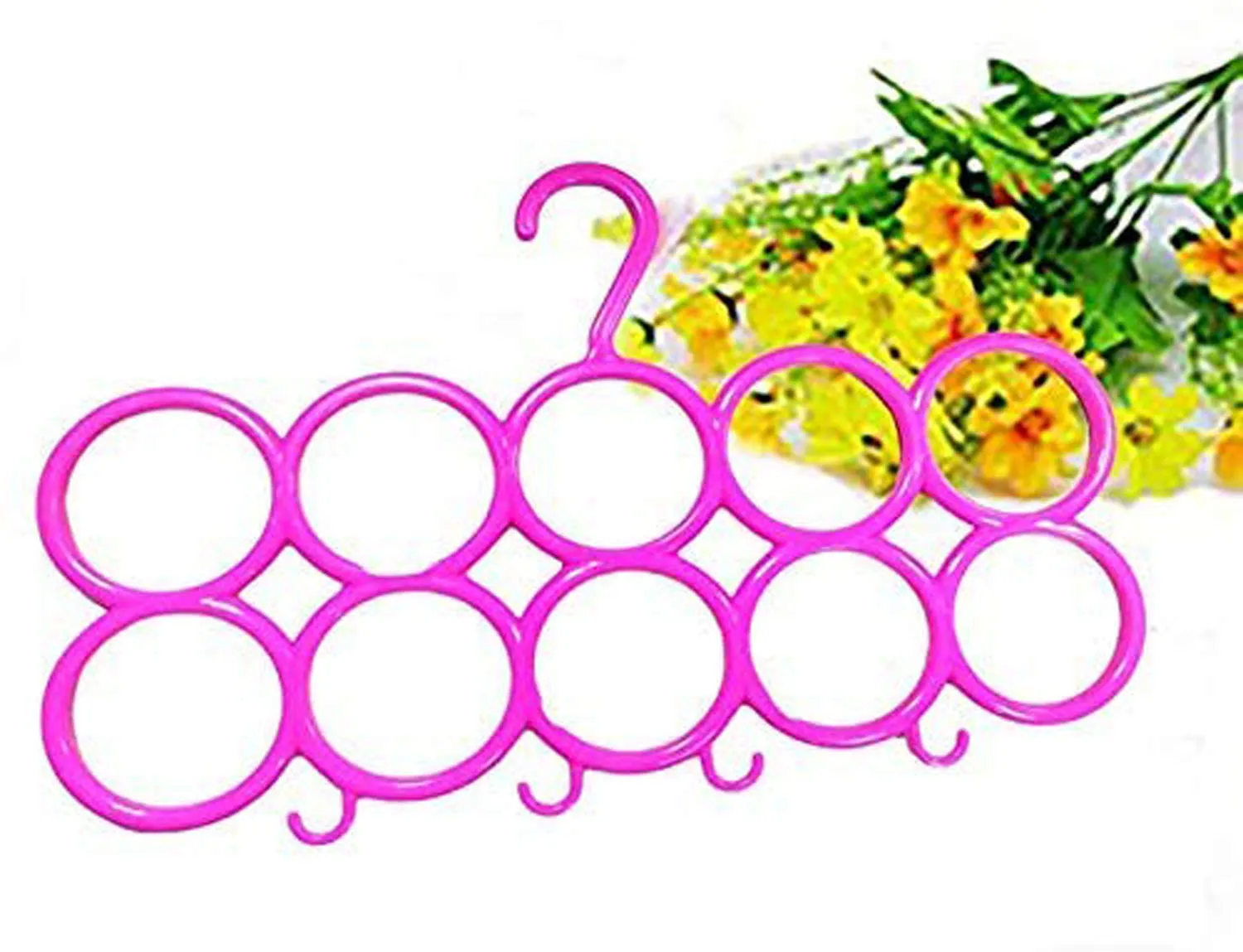 Kuber Industries 10-Circle Plastic 2 Pieces Ring Hanger for Scarf, Shawl, Tie, Belt, Closet Accessory Wardrobe Organizer (Multicolour) - CTKTC30749