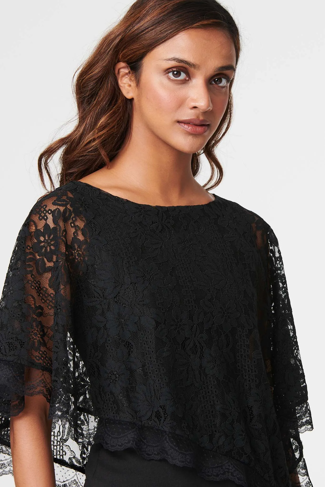 Lace Overlay 1/2 Sleeve Top