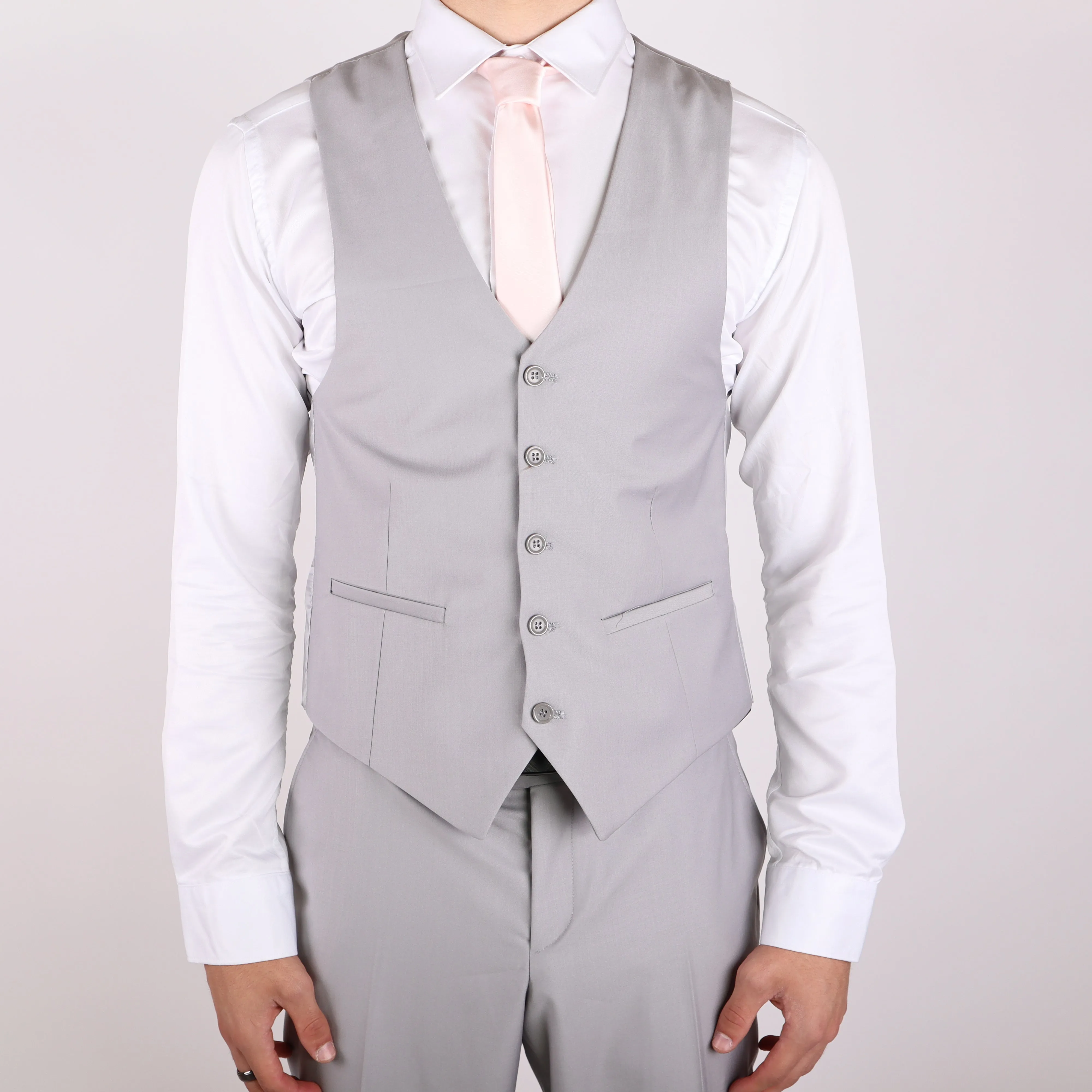 Light Grey Avanti Milano Peak Lapel Three Piece Suit