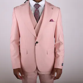 Light Pink Avanti Milano Peak Lapel Double Breasted Vest Three Piece Suit