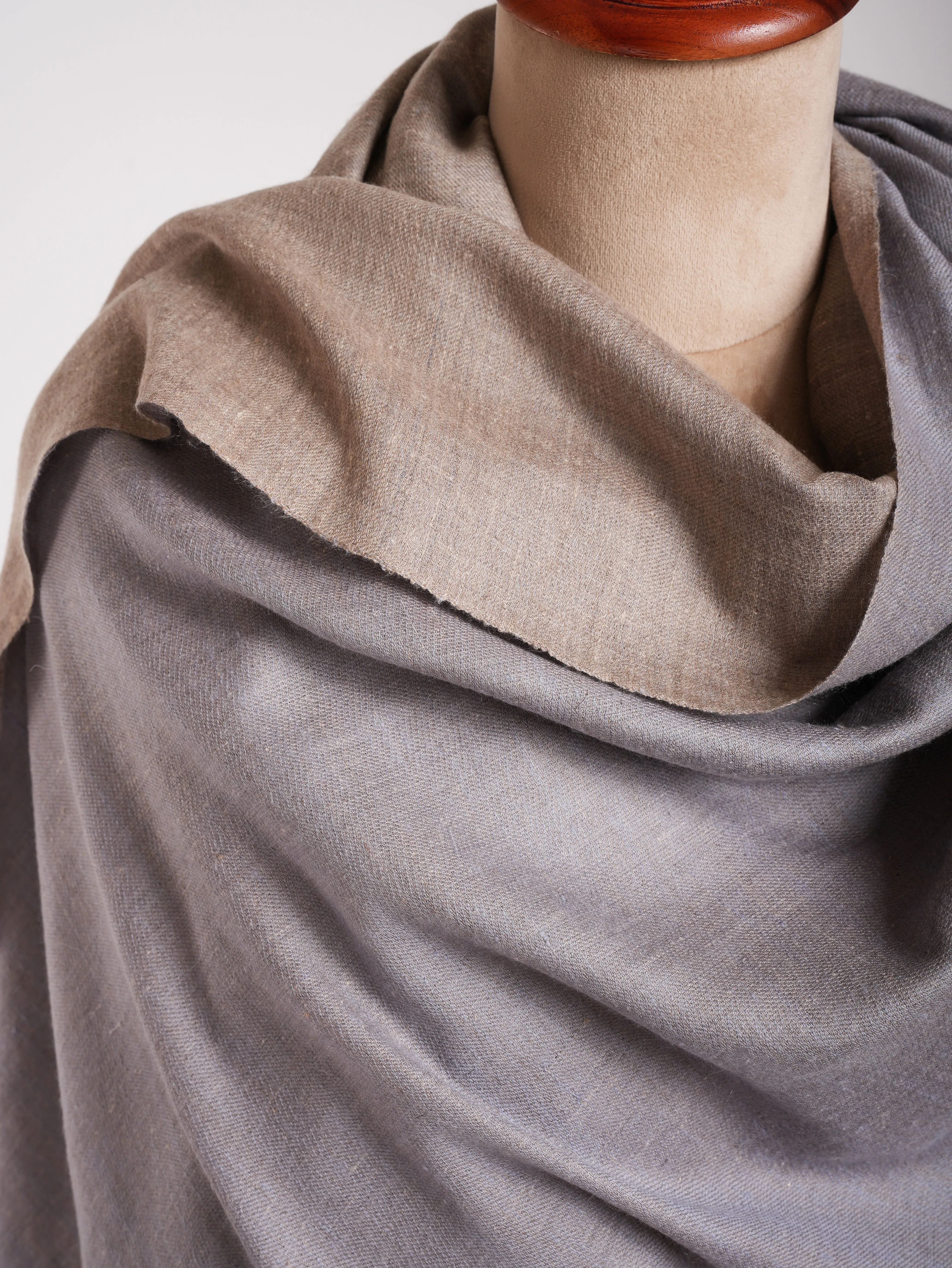 Lilac Gray and Beige Dualshade Pashmina Shawl