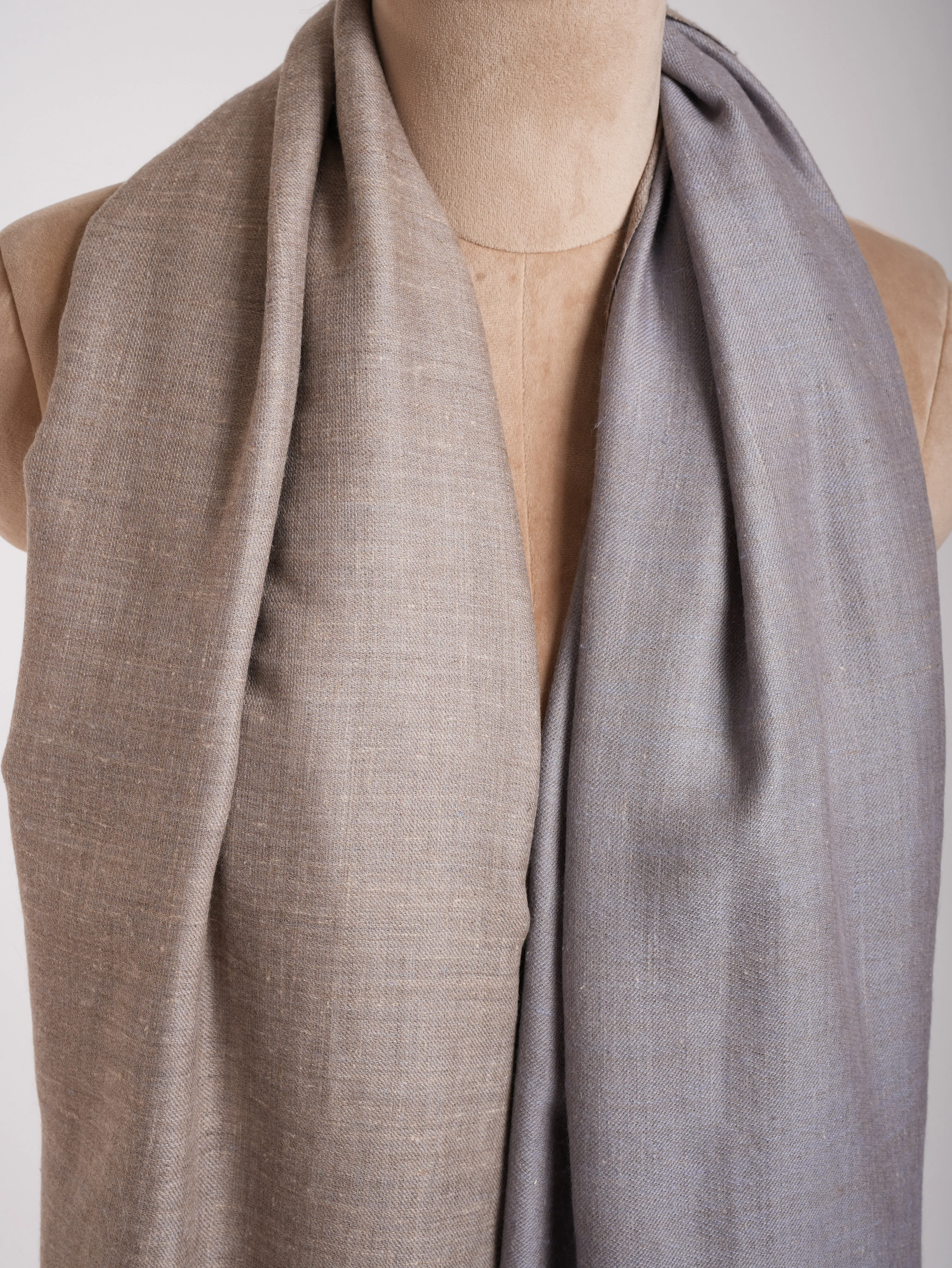 Lilac Gray and Beige Dualshade Pashmina Shawl