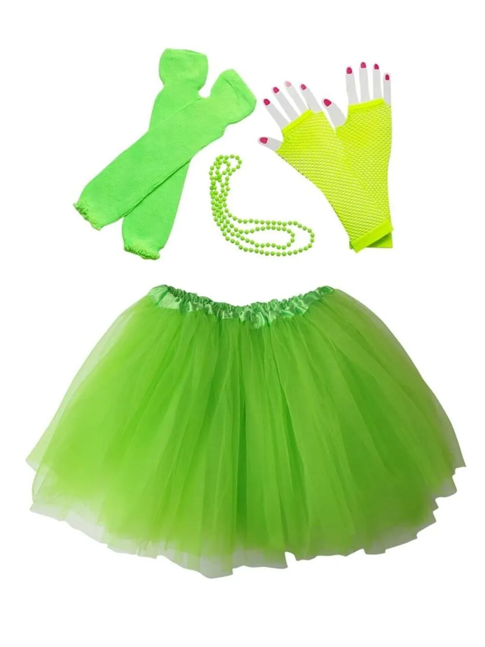 Lime Green 80's Costume Tutu & Accessories for Kids